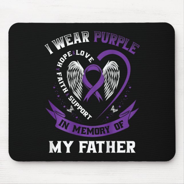 Purple In Memory Of Father Dad Pancreatic Cancer B Mouse Mat (Front)