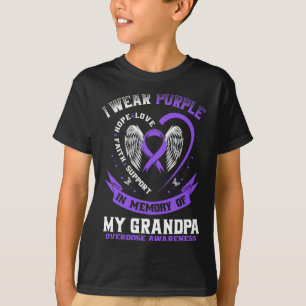 Purple In Memory Of Grandpa Drug Overdose Awarenes T-Shirt
