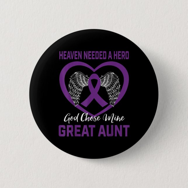 Purple In Memory Of Great Aunt Pancreatic Cancer A 6 Cm Round Badge (Front)