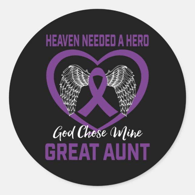 Purple In Memory Of Great Aunt Pancreatic Cancer A Classic Round Sticker (Front)