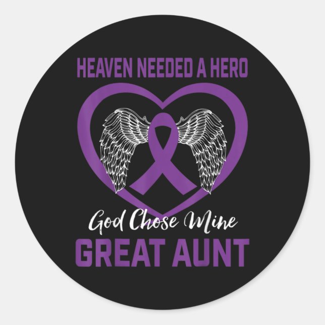 Purple In Memory Of Great Aunt Pancreatic Cancer A Classic Round Sticker (Front)