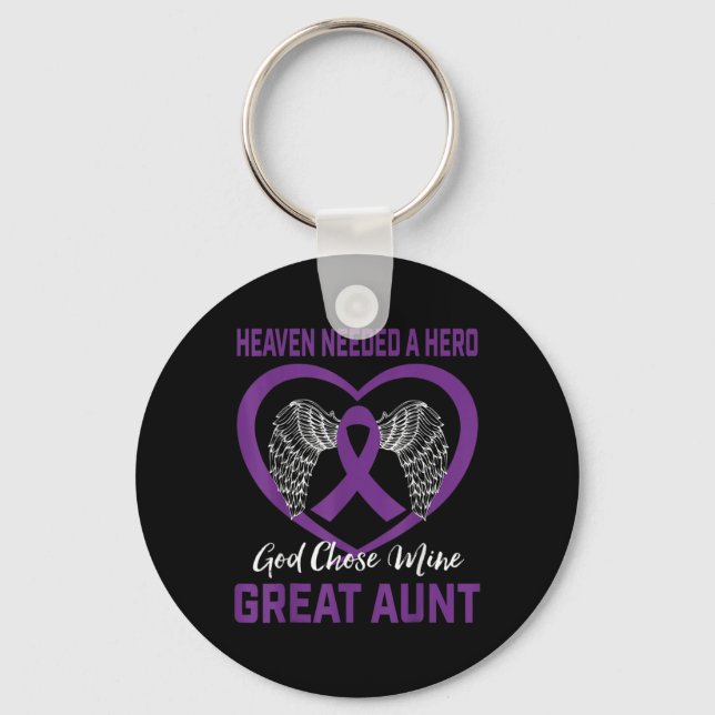Purple In Memory Of Great Aunt Pancreatic Cancer A Key Ring (Front)