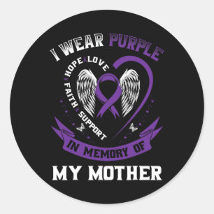 Purple In Memory Of Mum Mother Pancreatic Cancer A Classic Round Sticker