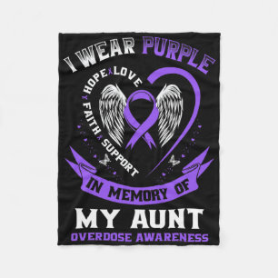 Purple In Memory Of My Aunt Drug Overdose Awarenes Fleece Blanket
