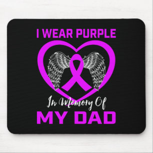 Purple In Memory Of My Dad Pancreatic Cancer Heart Mouse Mat
