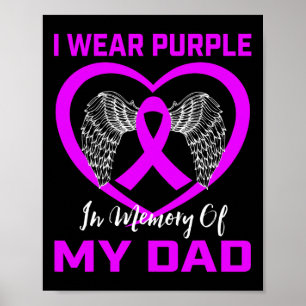 Purple In Memory Of My Dad Pancreatic Cancer Heart Poster