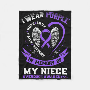 Purple In Memory Of My Niece Drug Overdose Awarene Fleece Blanket