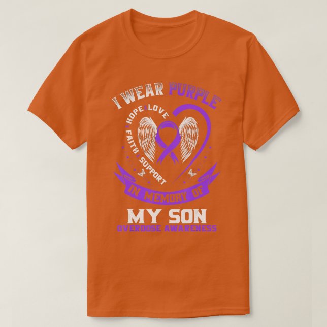 Purple In Memory of my Son Drug Overdose Awareness T-Shirt (Design Front)