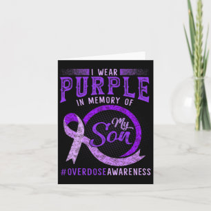 Purple In Memory Of My Son Overdose Awareness Ribb Card