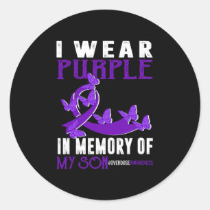 Purple In Memory Of My Son Overdose Awareness Ribb Classic Round Sticker