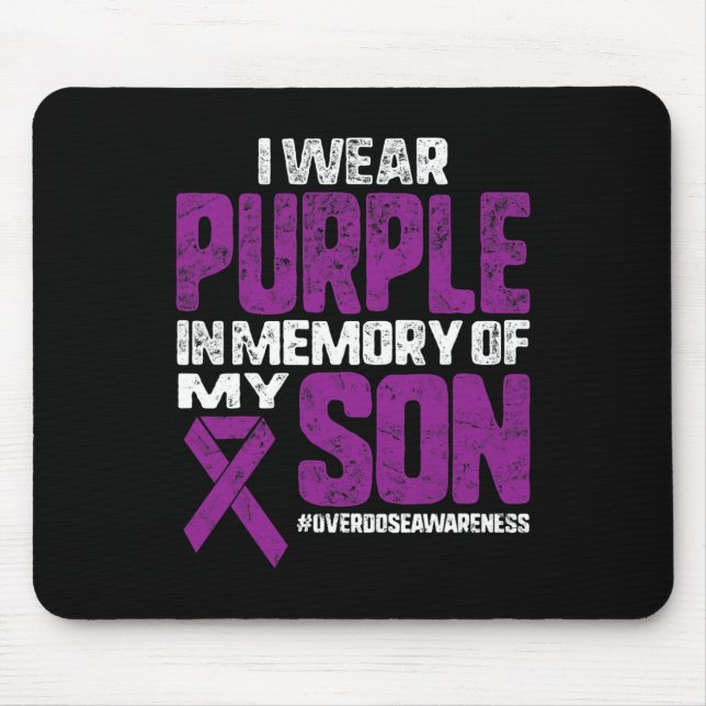 Purple In Memory Of My Son Overdose Awareness Ribb Mouse Mat (Front)