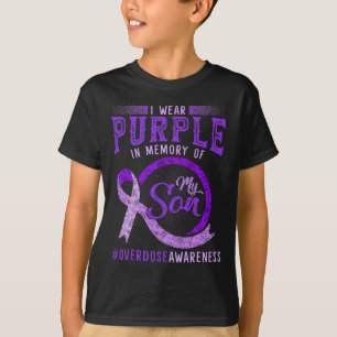 Purple In Memory Of My Son Overdose Awareness Ribb T-Shirt