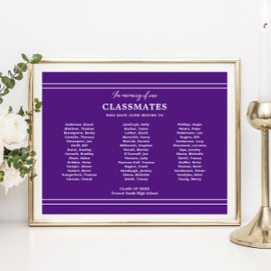 Purple In Memory Of Our Classmates School Reunion Poster