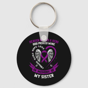 Purple In Memory of Sister Pancreatic Cancer Aware Key Ring
