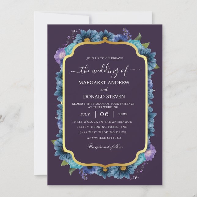 Purple indian wedding invitation (Front)