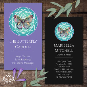 Purple Indigo Butterfly Mystical Mandala Turquoise Business Card