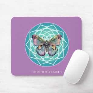Purple Indigo Butterfly Mystical Mandala Turquoise Mouse Mat
