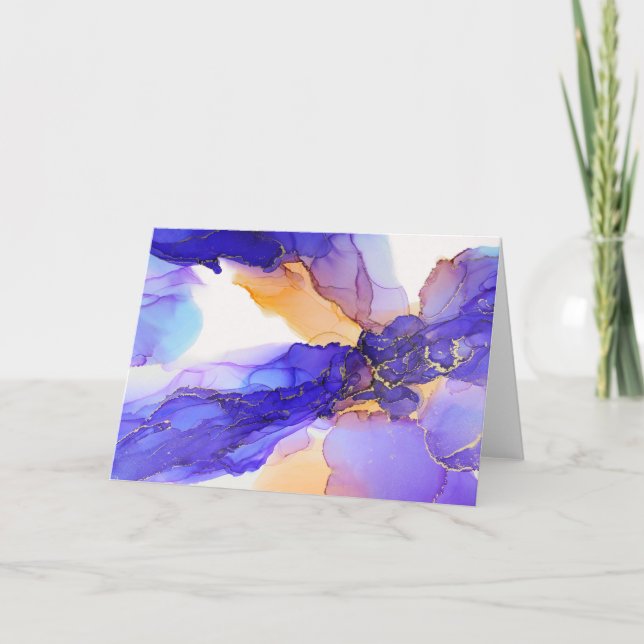 Purple Indigo Cyan Orange Abstract Note Card (Front)