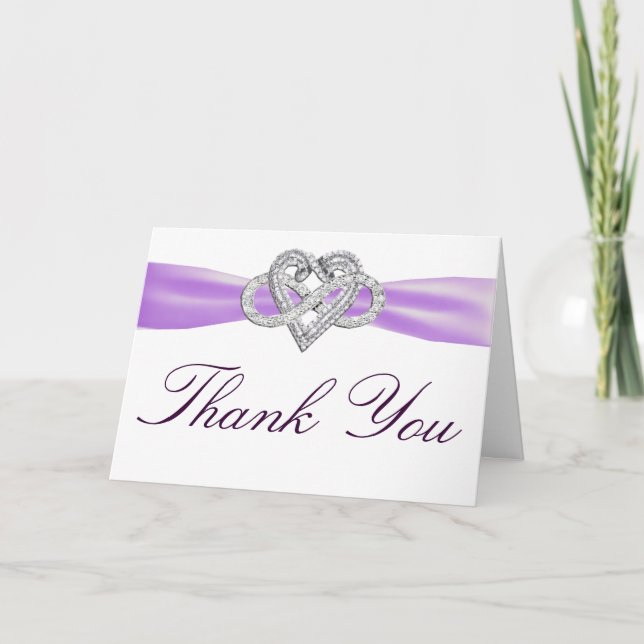 Purple Infinity Heart Thank You Card (Front)