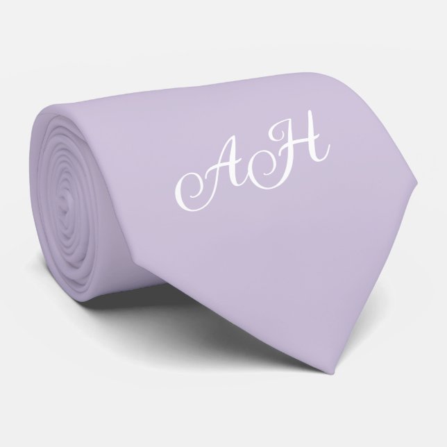 Purple Initial Groomsmen Monogram Monogrammed  Tie (Rolled)