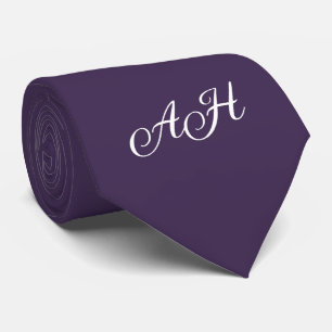 Purple Initial Groomsmen Monogram Monogrammed Tie