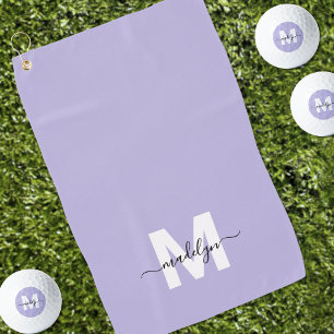 Purple Initial Name Monogram Golf Towel