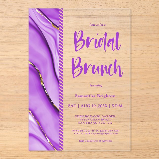Purple Ink Bridal Brunch Acrylic Invitation (Front)