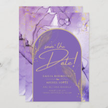 Purple Ink Lavender and Gold Purple Save The Date