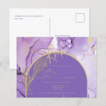 Purple Ink Lavender and Gold Purple Wedding RSVP