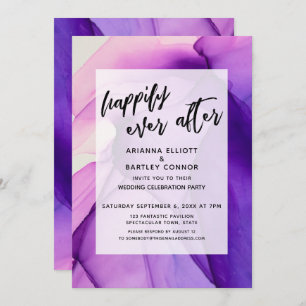 Purple Inks Happily Ever After Wedding Reception Invitation