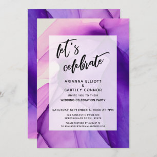 Purple Inks Let's Celebrate Wedding Reception Invitation