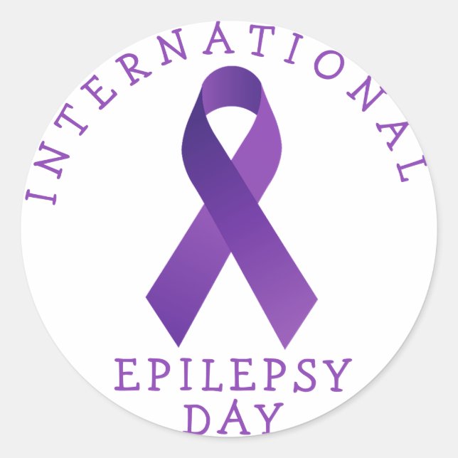 Purple International Epilepsy Day Ribbon Support  Classic Round Sticker (Front)