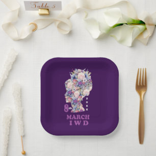 Purple international women's day 2025 paper plate
