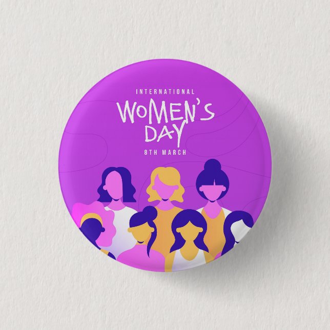 Purple international women's day button pin (Front)