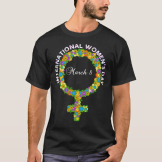 Purple International Womens Day Floral Women Symbo T-Shirt