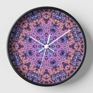 Purple Intricate Alien Kaleidoscopic Mandala Clock