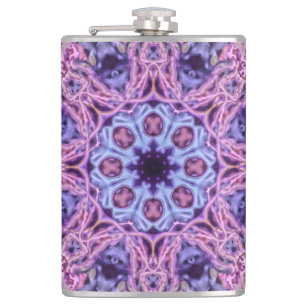 Purple Intricate Alien Kaleidoscopic Mandala Hip Flask