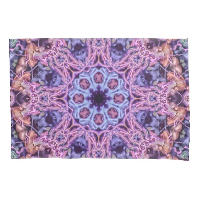 Purple Intricate Alien Kaleidoscopic Mandala Pillowcase (Front-Left)