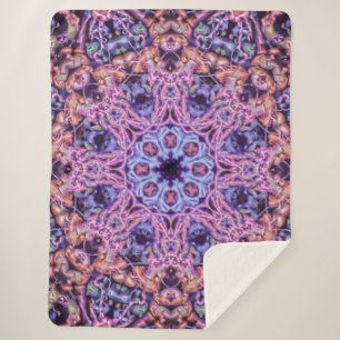 Purple Intricate Alien Kaleidoscopic Mandala Sherpa Blanket