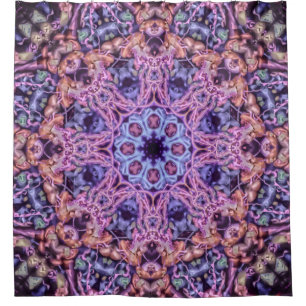 Purple Intricate Alien Kaleidoscopic Mandala Shower Curtain