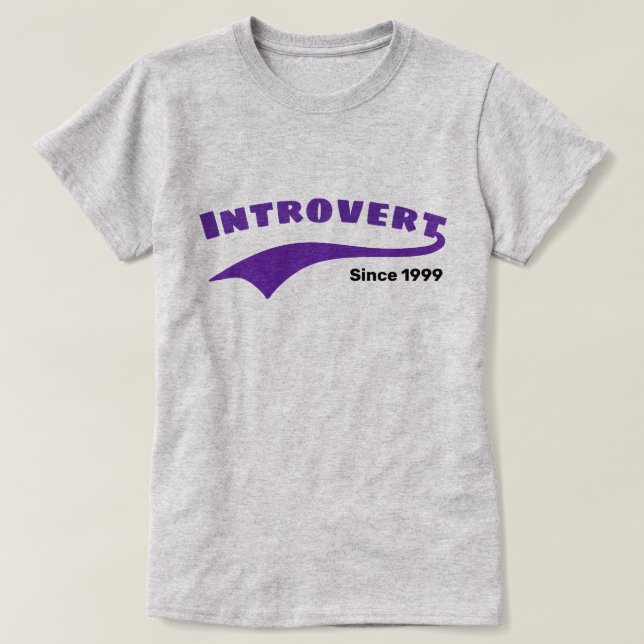 Purple Introvert Typography Swoosh Custom Date T-Shirt (Design Front)
