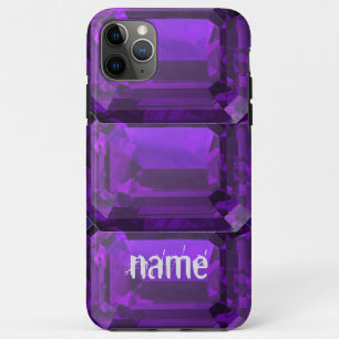 Purple iPhone case Amethyst Gemstone with Initial