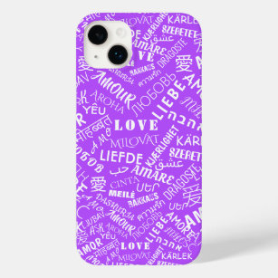 Purple iPhone Case Multi Language Text Love Word