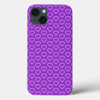 Purple iPhone Case with Hearts - Choose Colours