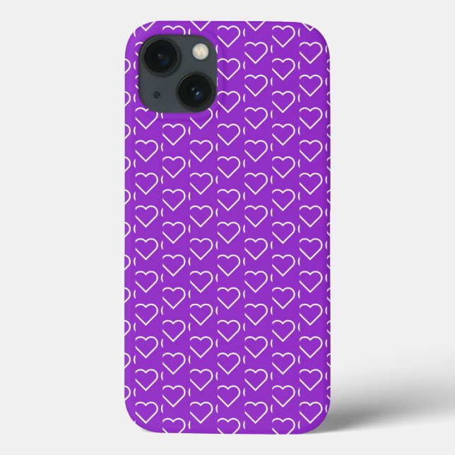Purple iPhone Case with Hearts - Choose Colours (Back)