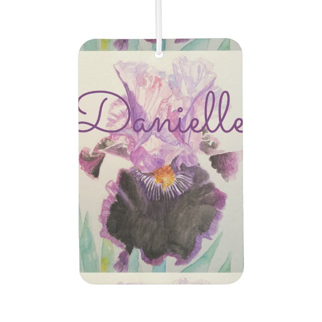 Purple Ir is Watercolour floral Car Air Freshener (Front)