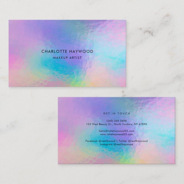 Purple Iridescent Modern Business Card (Front/Back)