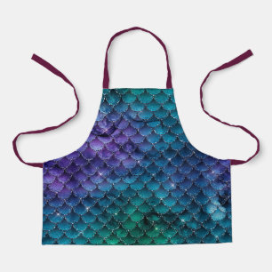 Purple Iridescent  Pink Mermaid Scales Glitter Apron