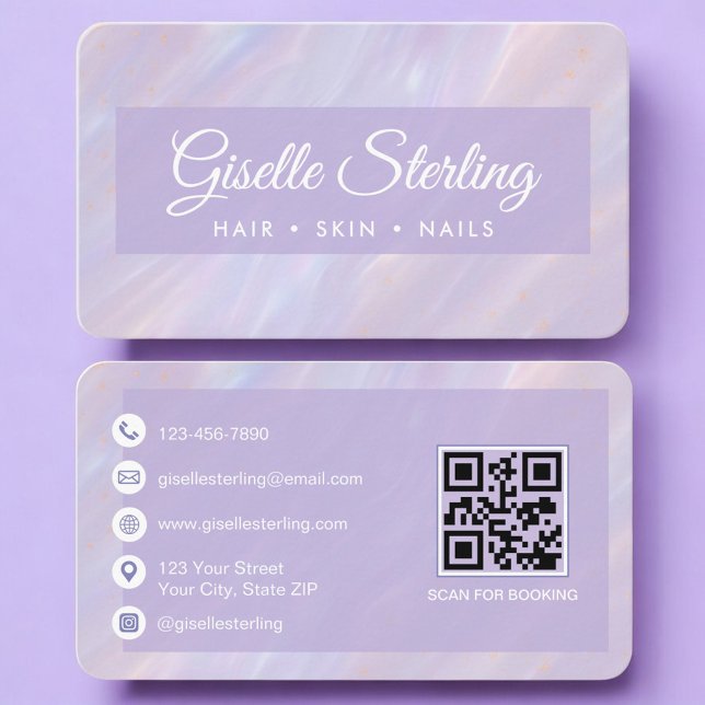 Purple Iridescent QR Code Professional Business Card (Creator Uploaded)