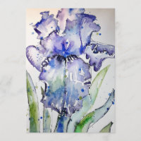 Purple Iris Art Watercolour Birthday Invitation